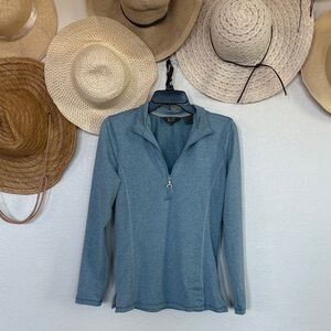 Goode Rider Equestrian 1/4 Zip Heathered Blue Women's Top, Size M, EUC